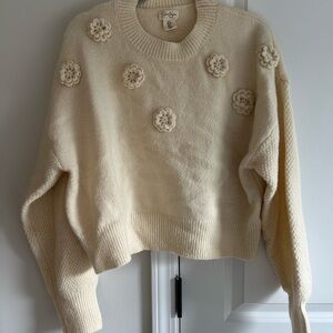 Jessica Simpson Cream Floral Knit Sweater